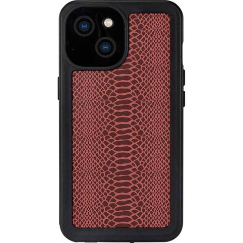 Marsala Snake Skin iPhone 15 Waterproof Case